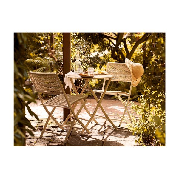 Bēšs metāla dārza pusdienu komplekts 2 personām Arcas – House Nordic-image-1