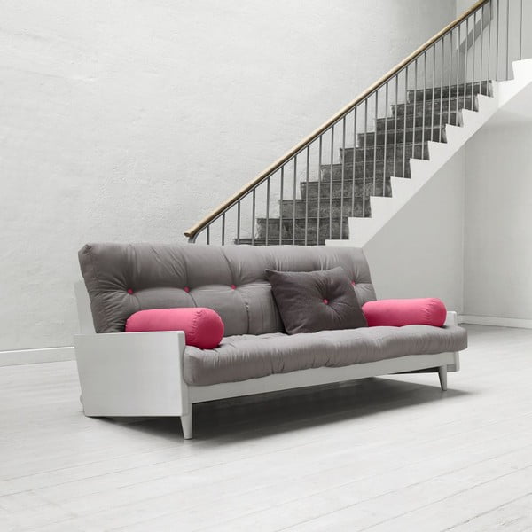Dīvāns gulta Karup India Cool Gray/Gris/Light Bordeaux