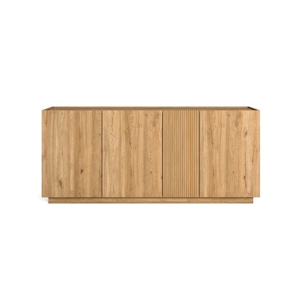 Dabīga toņa zema kumode ar ozolkoka imitāciju 181x78 cm Rayana – Marckeric