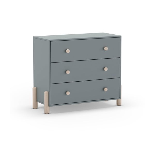 Dūmakaini zaļa priedes masīvkoka bērnu kumode 90x80x40 cm Enola – Marckeric-image-4