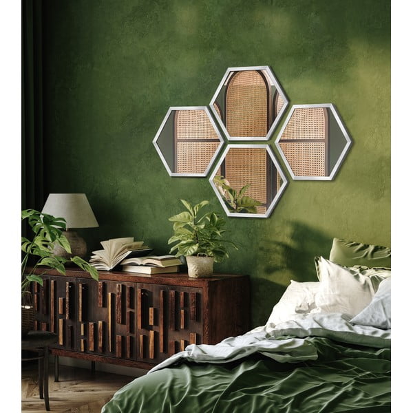 Sienas spoguļi (4 gab.) 35x40 cm Heksagon-image-1