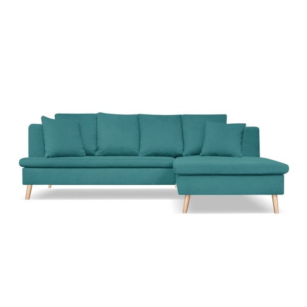 Četruvietīgs tirkīza krāsas dīvāns ar atpūtas krēslu labajā pusē Cosmopolitan design Newport