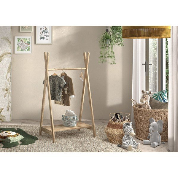 Dabīga toņa ozola masīvkoka bērnu drēbju pakaramais 74x132 cm Forrest – Vipack-image-1