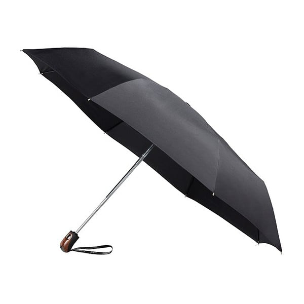 Melns vējdrošs saliekams lietussargs Ambiance Bois Minimal, ⌀ 98 cm