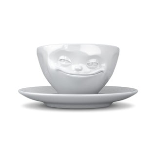 Balta porcelāna kafijas tase ar smaidīgu seju 58products, tilpums 200 ml