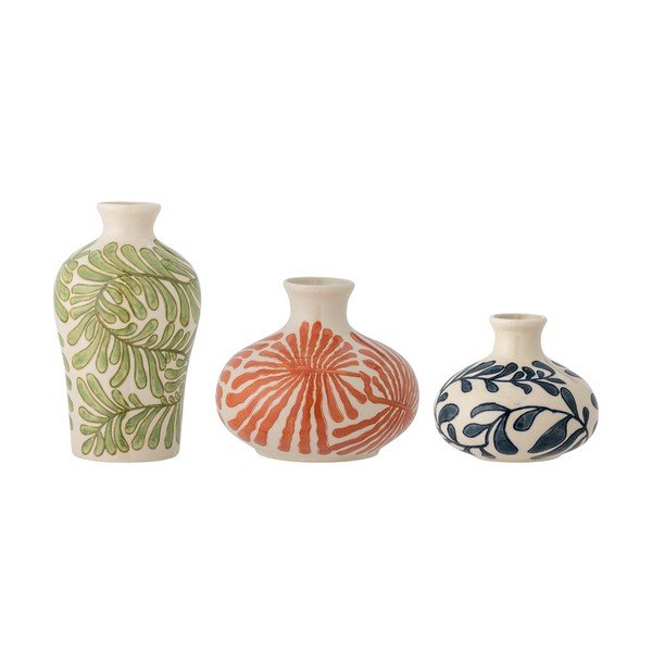 Akmensmasas ar rokām apgleznotas vāzes (3 gab.) (augstums 16 cm) Fauni – Bloomingville