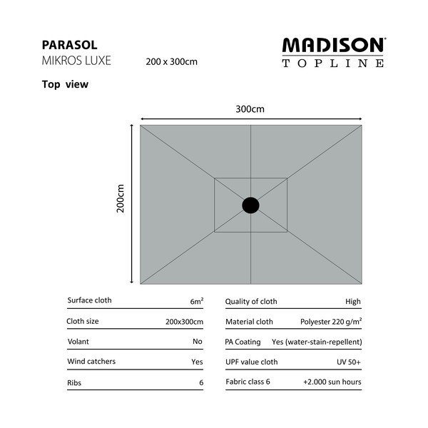 Pelēks saulessargs 200x300 cm Mikros – Madison-image-2