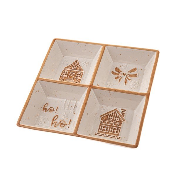 Balta keramikas servēšanas bļodiņa ar Ziemassvētku motīvu Christmas cottage – Dakls