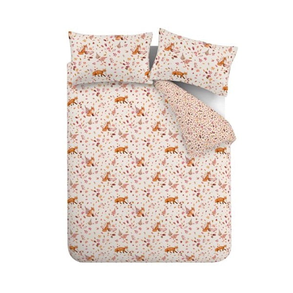 Oranža/bēša divguļamā gultas veļa 200x200 cm Woodland Fox – Catherine Lansfield