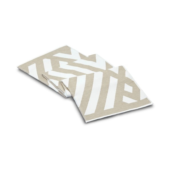 Bēši balts kokvilnas vannasistabas paklājiņš Foutastic Geometric, 100 x 180 cm-image-1