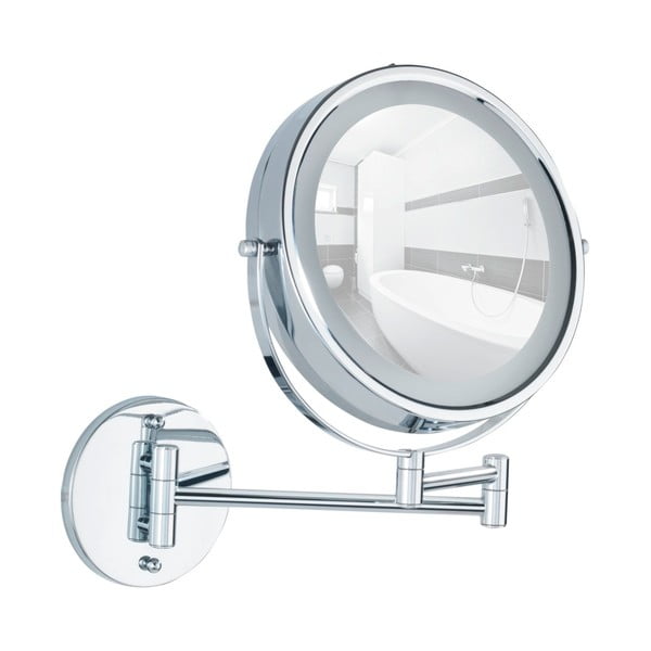 Kosmētikas spogulis ar gaismu/palielināmais (5x) ø 17,5 cm Power-Loc Lumi – Wenko-image-2