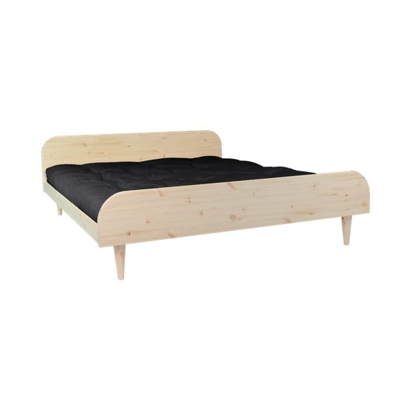 Divguļamā gulta no priedes koka ar matraci Karup Design Twist Double Latex Natural Clear Black, 140 x 200 cm