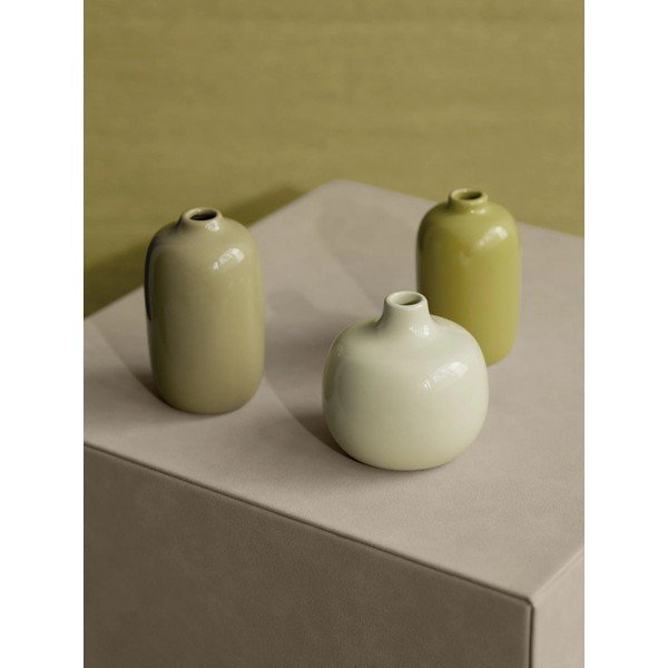 Zaļas keramikas vāzes (3 gab.) (augstums 9 cm) Ceola – Blomus-image-1