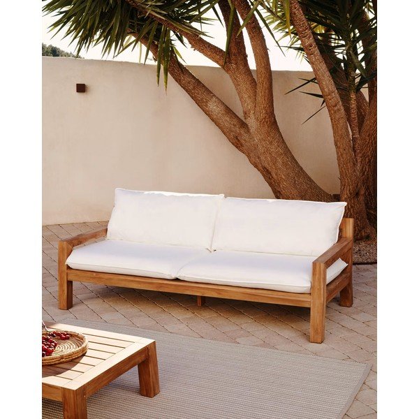 Balts dārza dīvāns no tīkkoka Forcanera – Kave Home-image-1