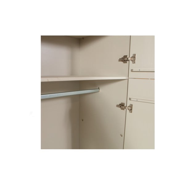 Gaiši pelēks priedes masīvkoka drēbju skapis 90x210x55 cm Mees – WOOOD-image-4