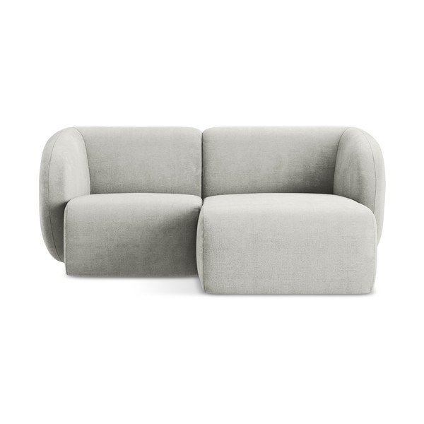 Gaiši pelēks stūra dīvāns no šenila auduma (ar labo stūri/ar zvilni) Lani – Makamii