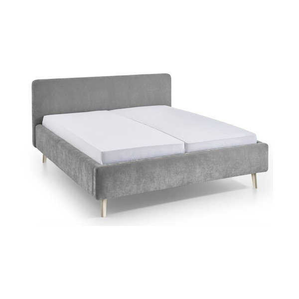 Pelēka polsterēta divvietīga gulta bez režģa 180x200 cm Mattis – Meise Möbel