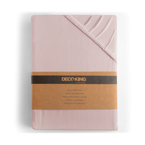 Gaiši rozā trikotāžas palags ar gumiju 180x200 cm Amber – Restilo-image-4