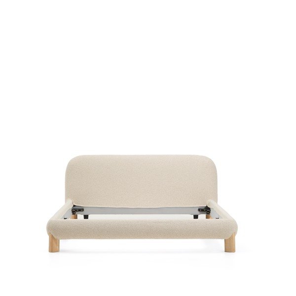 Bēša polsterēta divvietīga gulta bez režģa 180x200 cm Odina – Kave Home-image-3