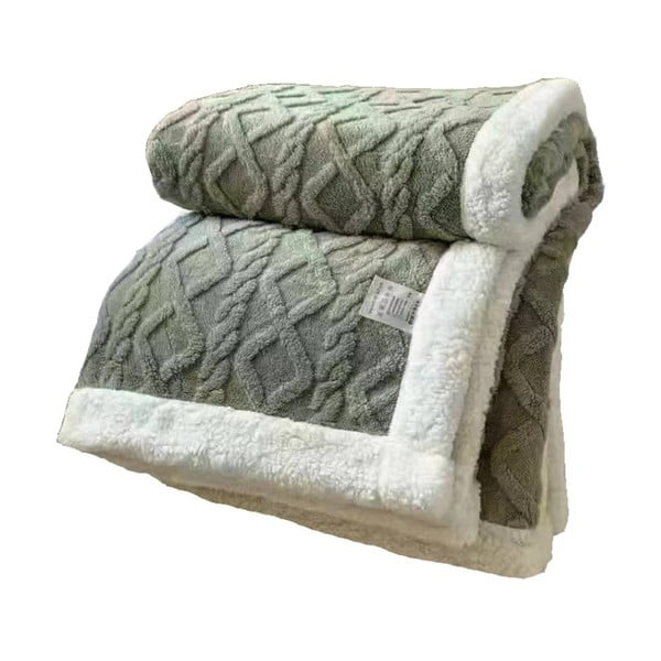 Zaļš pleds no Sherpa flīsa 150x200 cm Island – My House-image-1