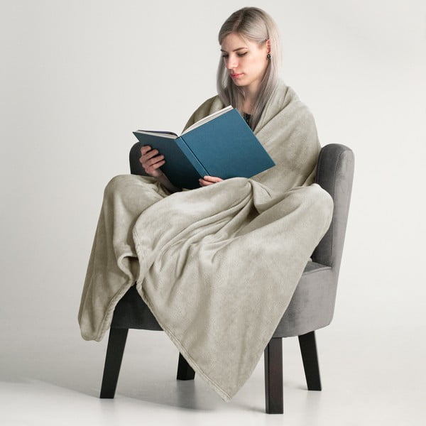 Bēšs mikroplīša gultas pārklājs 200x220 cm Mic – Restilo-image-1