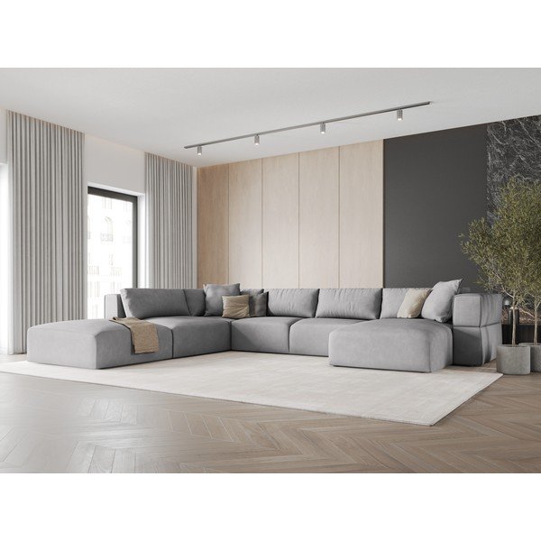 Gaiši pelēks stūra dīvāns (ar kreiso stūri/U veida) Esther – Milo Casa-image-1