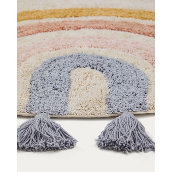 Ziloņkaula krāsas mazgājams/ar rokām darināts kokvilnas bērnu paklājs ø100 cm Tadea – Kave Home-image-2