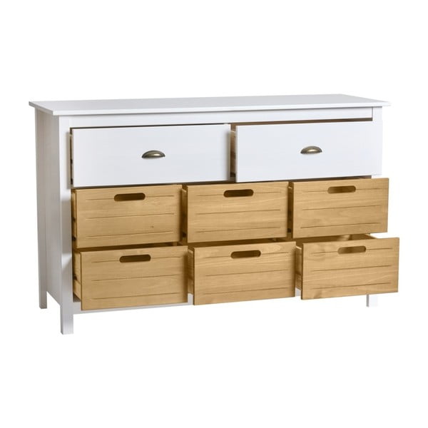 Balta priedes masīvkoka kumode ar 8 atvilktnēm Marckeric Ibiza-image-2