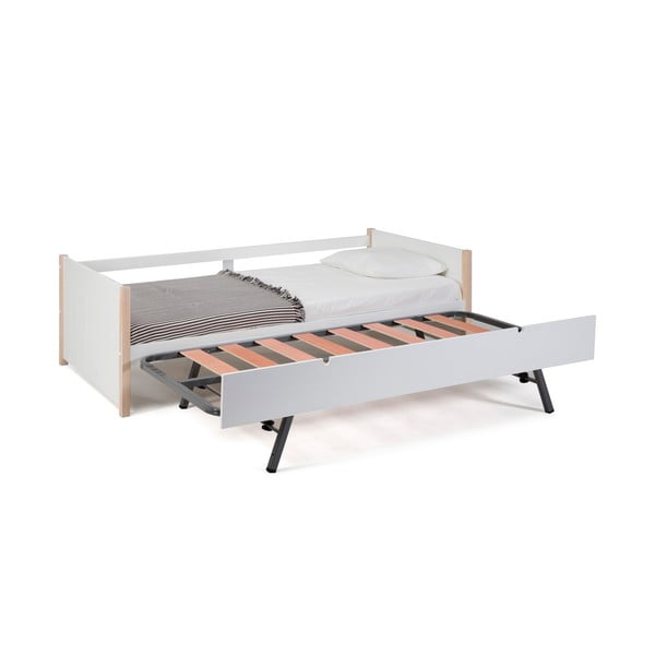 Balta/dabīga toņa bērnu gulta no priedes koka ar izvelkamo gultu 90x190 cm Kiara – Marckeric-image-4