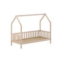 Dabīga toņa priedes masīvkoka bērnu gulta mājas formā ar redelēm 90x200 cm Cabane – Vipack