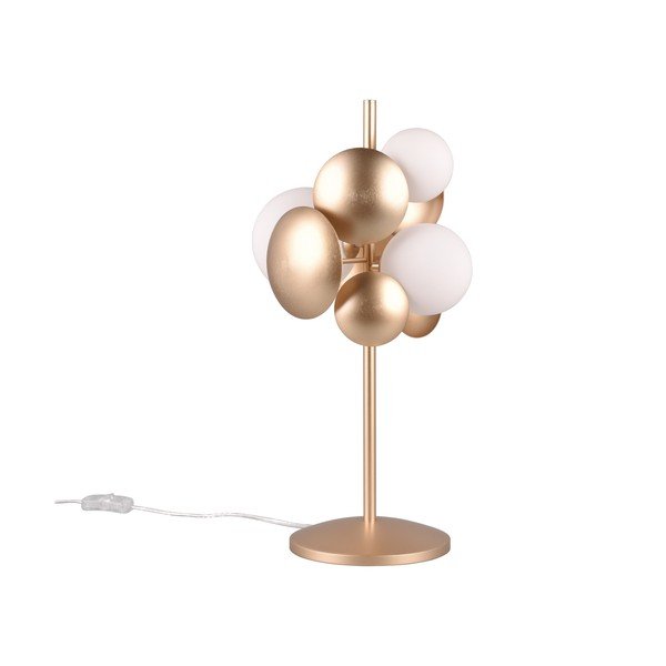 Balta/zelta krāsas galda lampa ar stikla abažūru (augstums 50 cm) Bubble – Trio Select