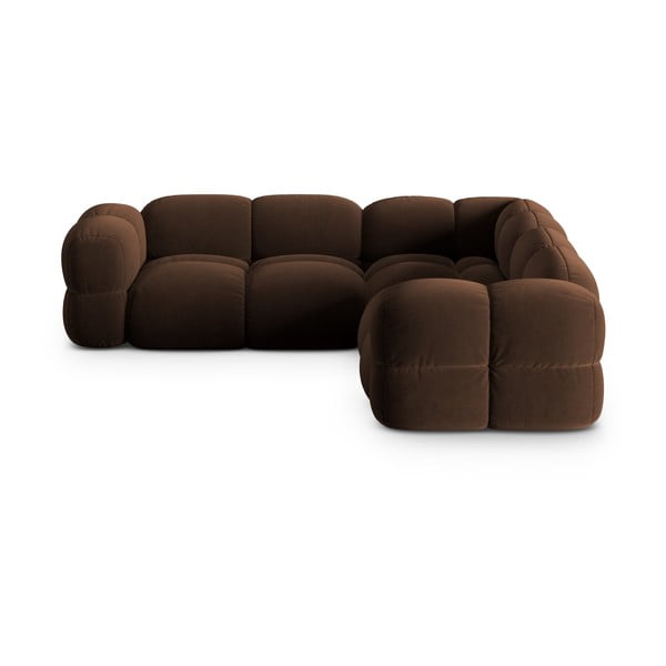 Tumši brūns samta stūra dīvāns Loretto – Cosmopolitan Design