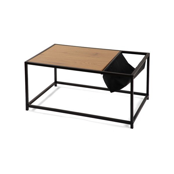 Melns/dabīga toņa žurnālgaldiņš ar ozolkoka imitāciju 60x99 cm Bayen – Bonami Essentials-image-2