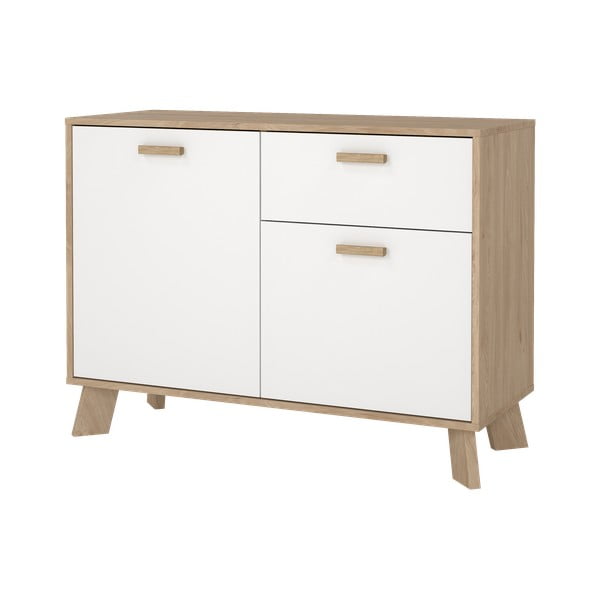 Balta/dabīga toņa kumode ar ozolkoka imitāciju 99x73x39 cm Ikast – Tvilum-image-2