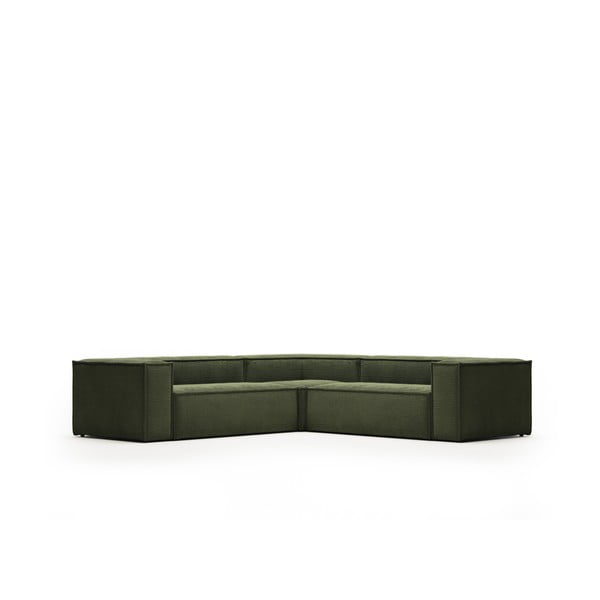 Zaļš velveta stūra dīvāns (ar maināmu stūri) Blok – Kave Home