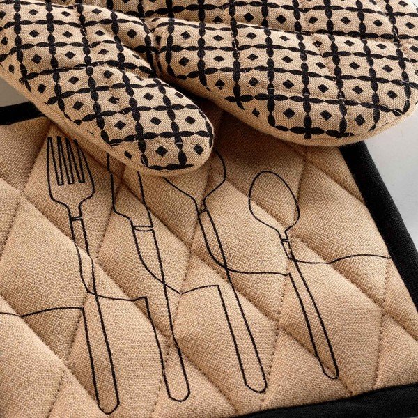 Virtuves cimdi no pārstrādātas kokvilnas (2 gab.) Cuisiline – douceur d'intérieur-image-1