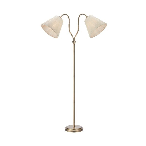 Bēša/misiņa krāsas lina stāvlampa ar saliekamu konstrukciju (augstums 149 cm) Veya – Markslöjd