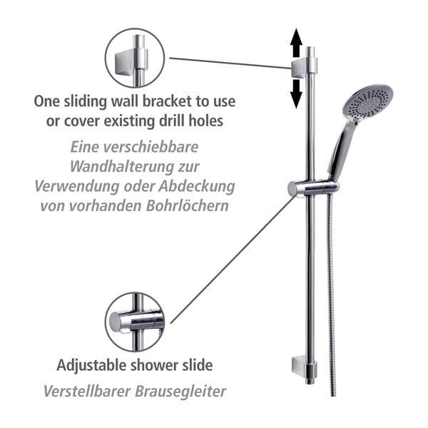 Nerūsējošā tērauda dušas komplekts spīdīgā sudraba krāsā 66 cm Young – Wenko-image-2