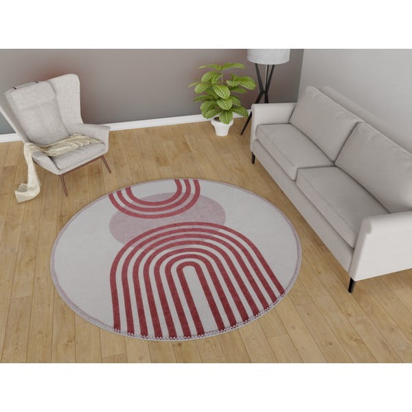 Violets/pelēks apaļš paklājs ø 160 cm – Vitaus-image-1