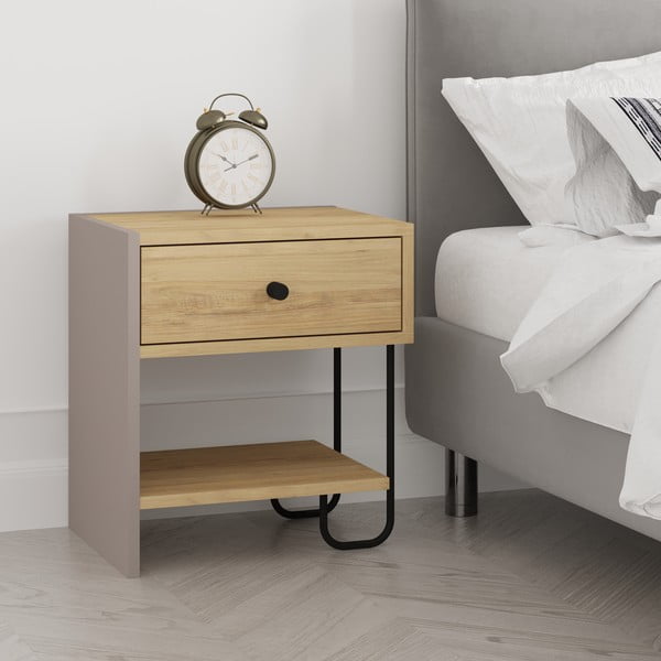 Naktsskapītis ar ozolkoka imitāciju ar plauktiem Saturne – Marckeric-image-4