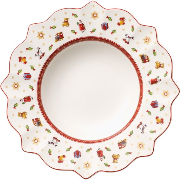 Sarkanbalts porcelāna Ziemassvētku dziļais šķīvis Toy´s Delight Villeroy&Boch, ø 26 cm