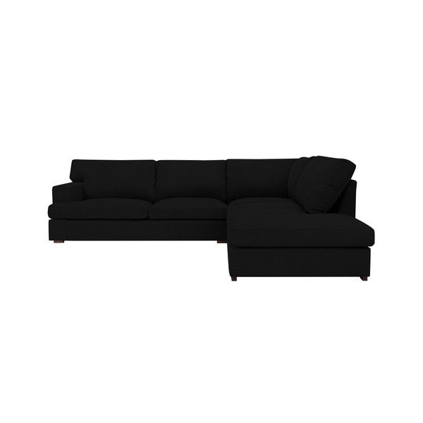 Melns stūra dīvāns Windsor & Co Sofas Daphne, labais stūris