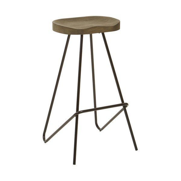Melna/dabīga toņa gobas masīvkoka bāra taburete (sēdekļa augstums 78 cm) District – Premier Housewares