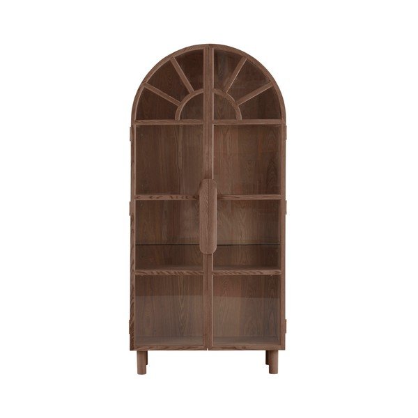 Tumša dabīga toņa vitrīna ar riekstkoka imitāciju 90x195x40 cm Sandor – Jotex-image-3