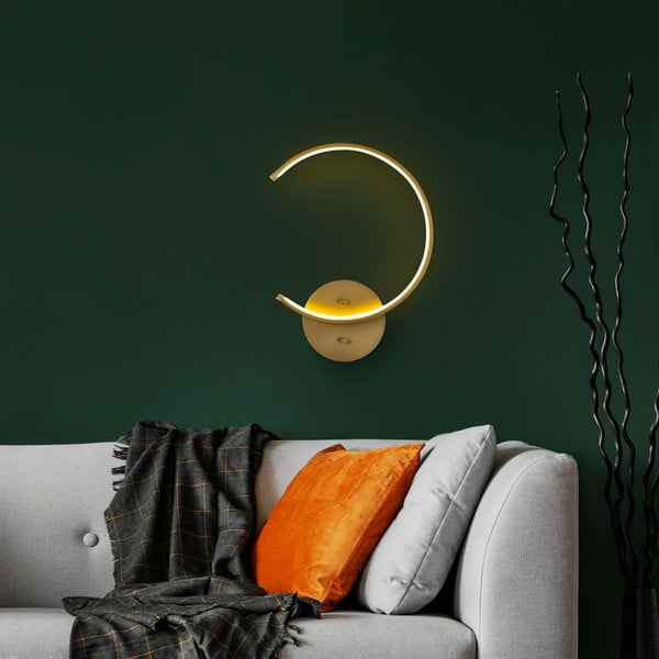 Zelta krāsas LED sienas lampa ø 10 cm Moon – Opviq lights-image-3