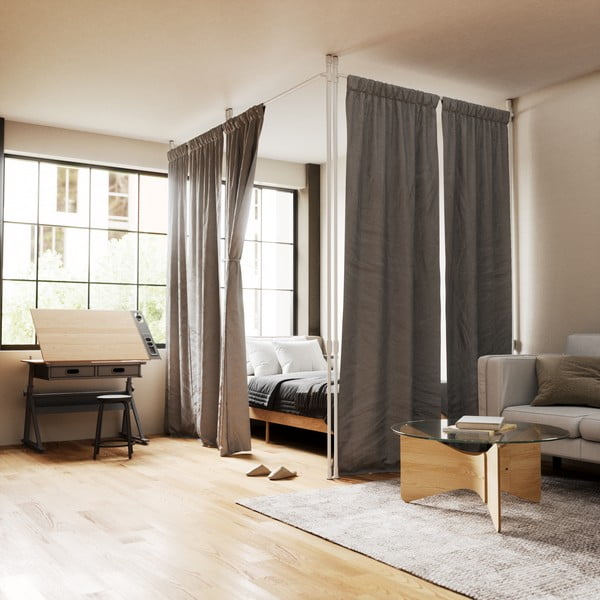 Balts tērauda aizslietņa rāmis aizkariem Anywhere – Umbra-image-3