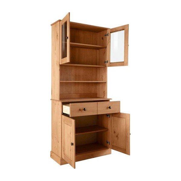 Dabīga toņa priedes masīvkoka vitrīna 181x34 cm Mille – Støraa-image-3