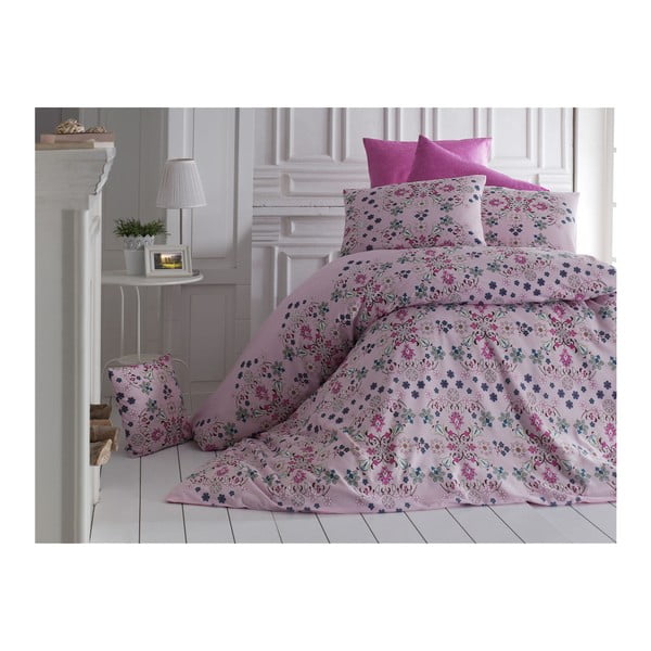 Violeta divvietīga gultasveļa ar palagu Aura, 200 x 220 cm