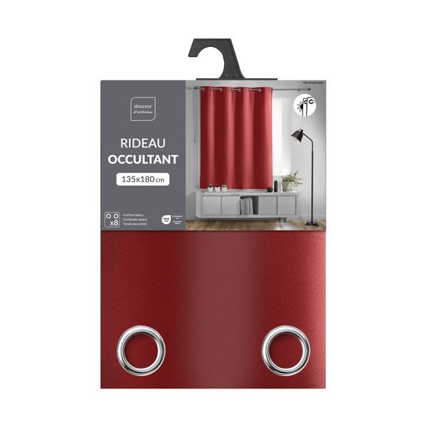 Sarkans gaismu necaurlaidīgs aizkars 135x180 cm Occult – douceur d'intérieur-image-2