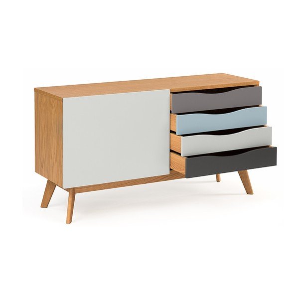 Kumode ar zilām un pelēkām atvilktnēm Woodman Avon-image-4